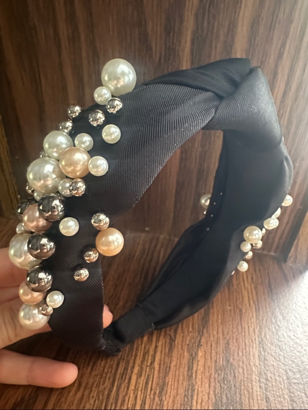 Black Pearl-Embellished Headband
